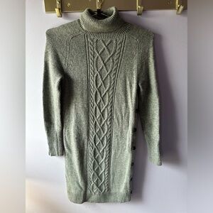 NWOT J. Crew Grey Cable Knit Wool Blend Sweater Dress Size XS